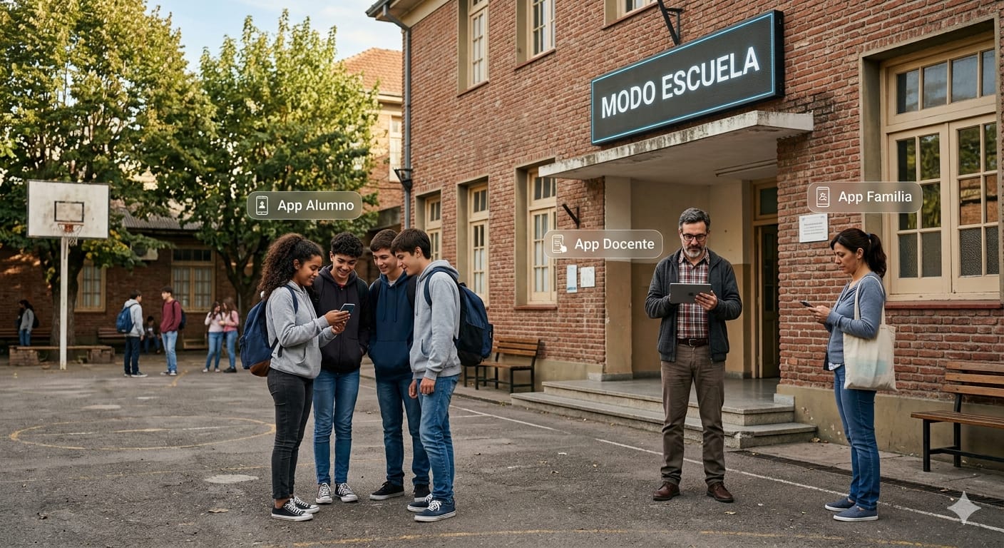 Comunidad educativa usando herramientas de Modo Escuela